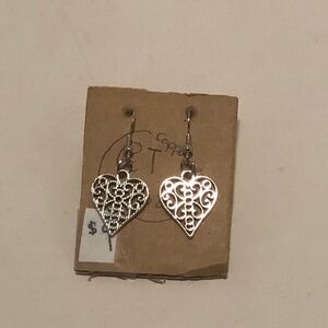 Elegant Silver Heart Earrings with Designs